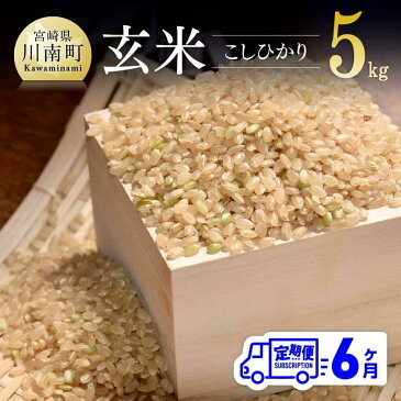 【ふるさと納税】 ☆ 早場米 ☆ 令和4年産 玄米 （こしひかり） 定期便 （5kg×6ヶ月）送料無料【 宮崎県産 川南町産 九州産 おうちごはん おうち時間 全6回 毎月届くお楽しみ】F5901-t6