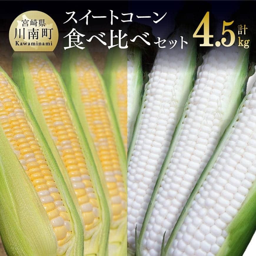 ※レビューキャンペーン※ 【令和6年発送】 宮崎県産とうもろこし 大山さんちのスイートコーン2種セット 4.5kg (雪の妖精＆ドルチェドリーム) - 季節限定 数量限定 先行予約 期間限定 送料無料 セット 九州産 宮崎県産 川南町産 とうもろこし E7103