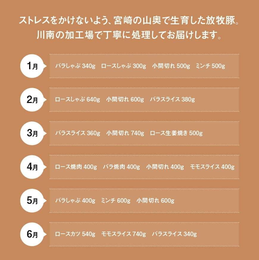 【ふるさと納税】 豚肉 肉 定期便 お楽しみ セット 宮崎の放牧豚 定期便B　（12ヶ月）九州産 宮崎県産 お取り寄せ 送料無料 G8103