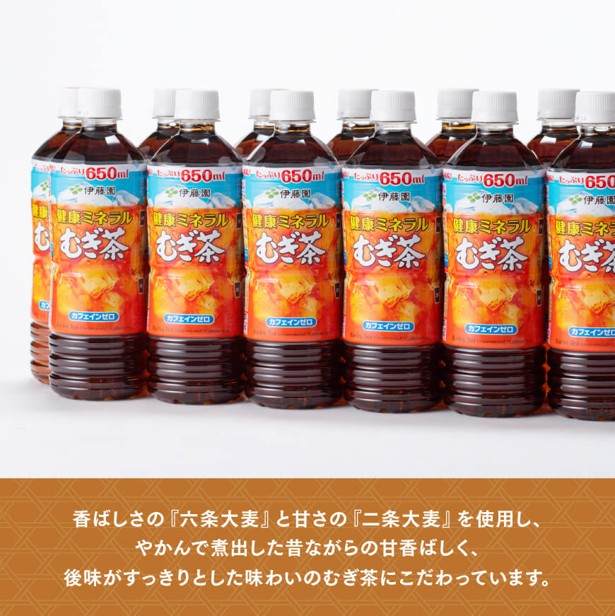 【ふるさと納税】※レビューキャンペーン※ 伊藤園 健康ミネラル むぎ茶 カフェインゼロ 650ml×24本 定期便 6ヶ月 送料無料【麦茶 ペットボトル セット カロリーゼロ 備蓄 ソフトドリンク 飲料 飲み物 ケース 全6回】