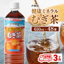 【ふるさと納税】 【3ヶ月 定期便】 伊藤園 健康ミネラル むぎ茶 （ PET ） 650ml×48本 - 送料無料 カフェインゼロ 麦茶 ペットボトル セット カロリーゼロ 備蓄 ソフトドリンク 飲料 飲み物 ケース F7350-0t3