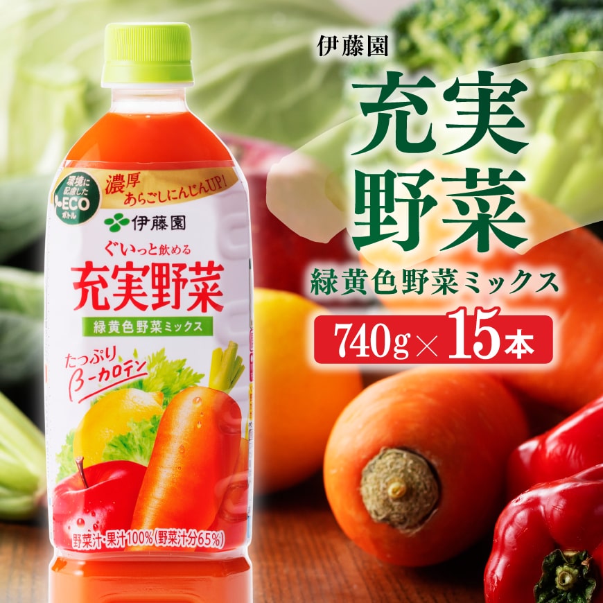 【ふるさと納税】※レビューキャンペーン※ 伊藤園 充実野菜 緑黄色野菜ミックス 740g×15本PET - 野菜飲...