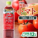 【ふるさと納税】 伊藤園 理想のトマトペットボトル 740g×15 12ヶ月定期便 送料無料 ペットボトル トマト100%飲料 備蓄 おうち時間 宮崎県 川南町 E7368t12