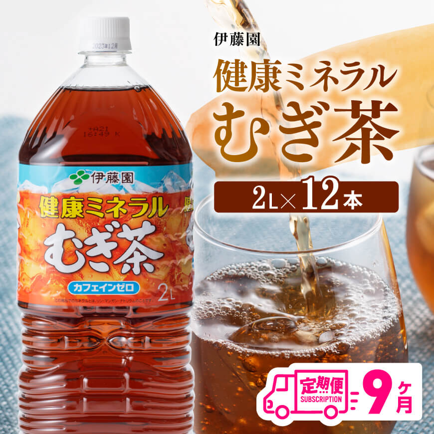 ※レビューキャンペーン※ 伊藤園 健康ミネラル むぎ茶 カフェインゼロ 2L×6本×2ケース 定期便 9ヶ月 送料無料[麦茶 備蓄 ペットボトル セット カロリーゼロ 2L ソフトドリンク 飲料 飲み物 全9回]D07303t9