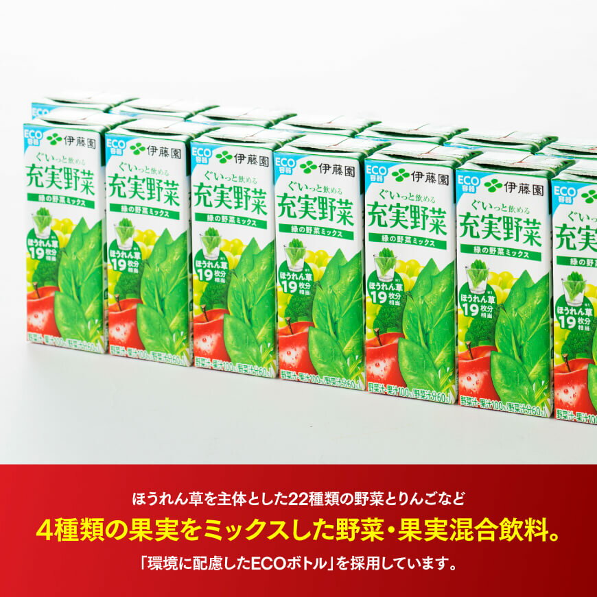 【ふるさと納税】伊藤園 充実野菜 緑の野菜ミックス（紙パック）200ml×24本 【3ヶ月定期便】【 伊藤園 飲料類 野菜ジュース 野菜 ジュース ミックスジュース 飲みもの F7305-t3】