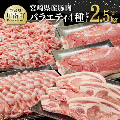 ※レビューキャンペーン※ 宮崎県産 豚肉 バラエティ 4種 セット 2.5kg 《様々な料理にお使いいただけます！》【 肉 豚肉 豚 ロース バラ 切り落とし 国産 九州産 ステーキ とんかつ しゃぶしゃぶ 送料無料 G7523】