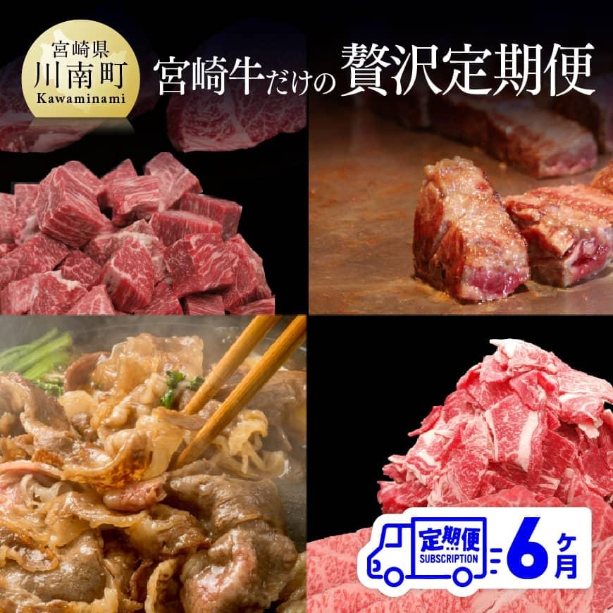 ※レビューキャンペーン※ [定期便] 宮崎牛だけの 贅沢定期便 6ヶ月コース - 肉 牛肉 ステーキ 焼肉 スライス ヒレ ロース サーロイン モモ 月替わり 全6回 九州産 宮崎県産 送料無料