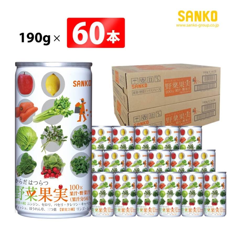 ※レビューキャンペーン※ SANKO からだはつらつ 野菜果実(缶) 190g×60本 飲料類 ソフトドリンク ミックスジュース 8種の野菜 果実 長期保存 宮崎県 川南町 送料無料