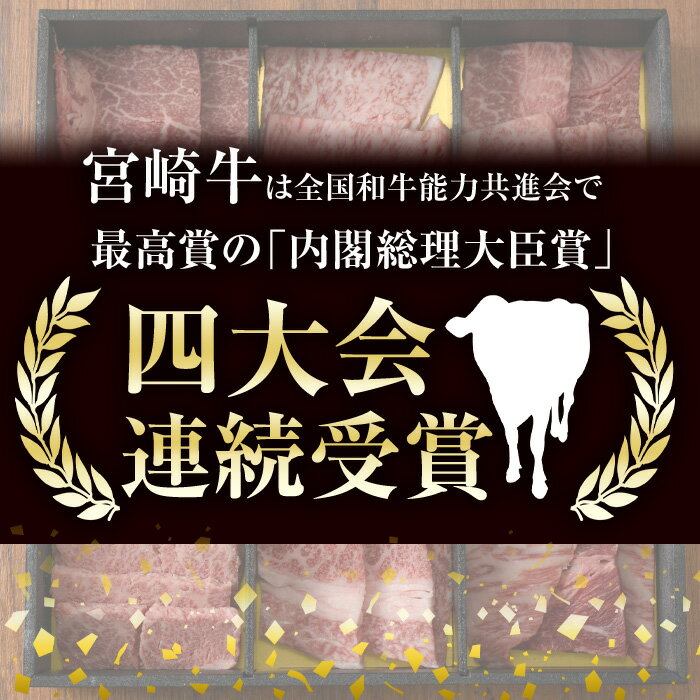 【ふるさと納税】＜宮崎牛・3D冷凍＞6部位食べ比べ焼肉(合計600g)牛肉 肉 ロース バラ モモ ヒレ ウデ セット 黒毛和牛 BBQ 国産 冷凍 宮崎県 門川町【R-27】【株式会社ミヤチク】