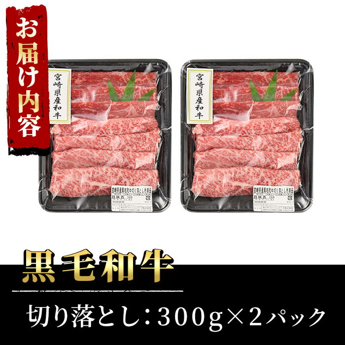 【ふるさと納税】宮崎県産黒毛和牛切り落とし(計600g・300g×2P)牛肉 精肉 お肉 モモ 肩 カタ バラ ミックス 小分け すき焼き しゃぶしゃぶ 牛丼 肉じゃが 国産 冷凍【P-20】【南日本フレッシュフード株式会社(日本ハムマーケティング株式会社)】