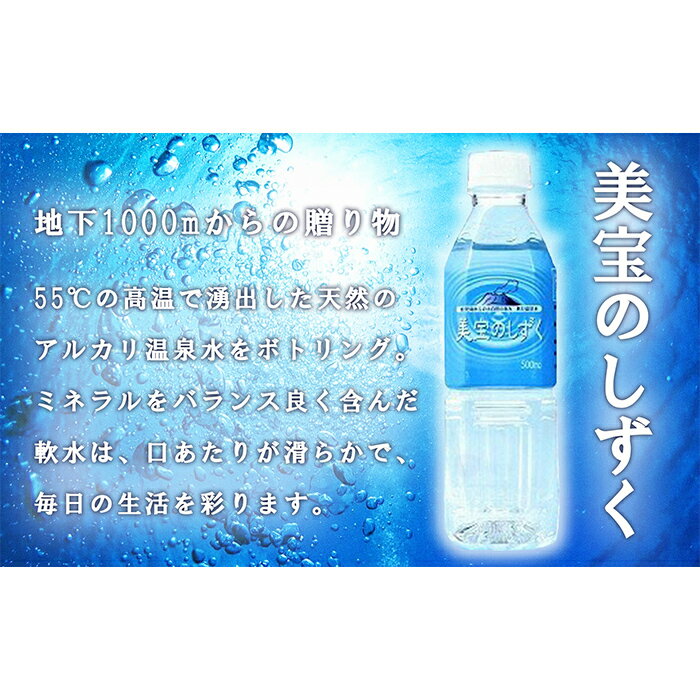 【ふるさと納税】飲む温泉水「美宝のしずく」計20L(500ml×40本)地下1000mから湧き出る天然アルカリ温泉水！そのまま飲んでも、料理やお米を炊く時にも便利！ 常温保存【大丸実業有限会社 酒販部 酒の夢焼】