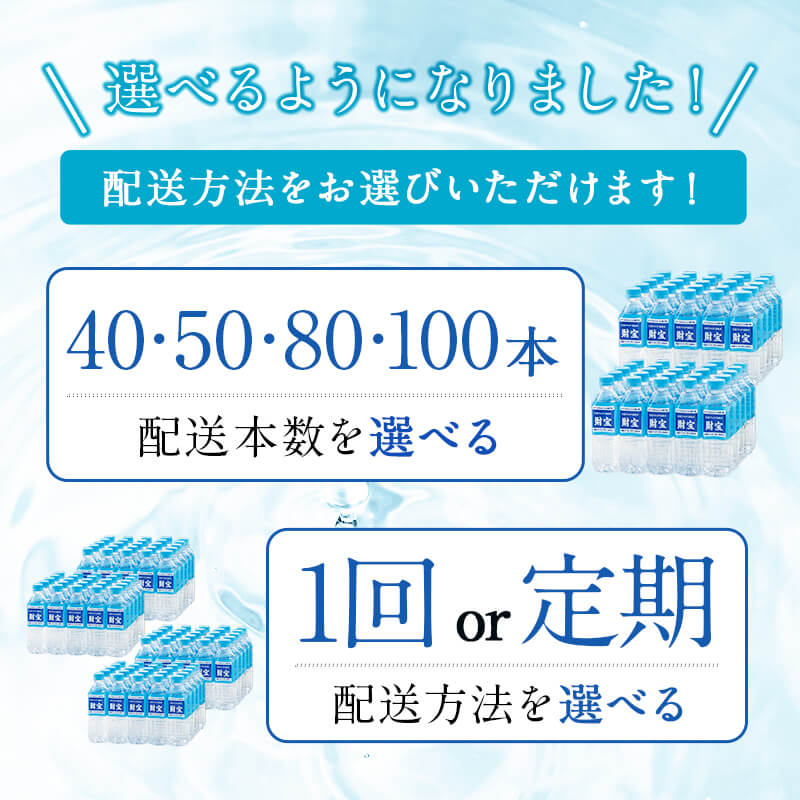 【ふるさと納税】【配送方法が選べる】ミネラルウォーター 天然アルカリ温泉水「 財宝 」500ml(通常便：40・50・80・100本 /定期便：40本or50本or80本×3～10回・計120~500本) | 国産 鹿児島 垂水市 常温 でも飲みやすい シリカ 含有 美容 を気にする方 500 常温保存【財宝】