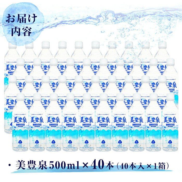 【ふるさと納税】飲む温泉水/美豊泉 (500ml×40本) 水 ミネラルウォーター 温泉水 シリカ水 軟水 超軟水 ペットボトル 500ml 国産 鹿児島産 垂水市 常温 常温保存【池田建設】B2-1402