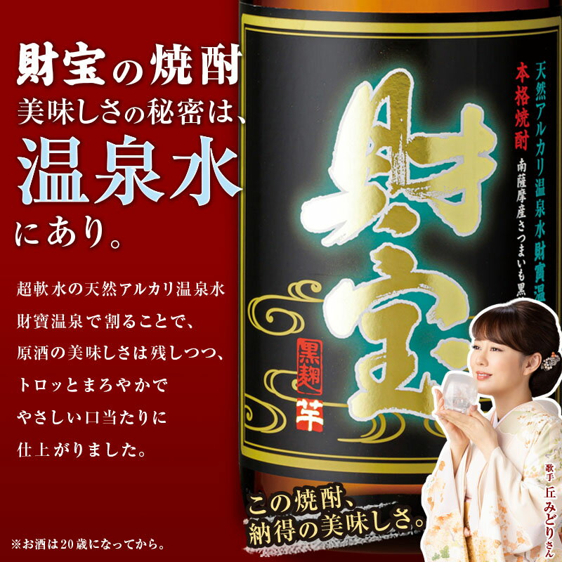 【ふるさと納税】 焼酎 麦 一升瓶 3種 6本 飲み比べ セット 麦焼酎 1800ml アルコール 25度 天然アルカリ温泉水 財寶温泉 を割水に使用 ギフト 贈り物 プレゼント お酒 焼酎通販売上18年連続 日本一 鹿児島県 垂水市【財宝】C3-22105