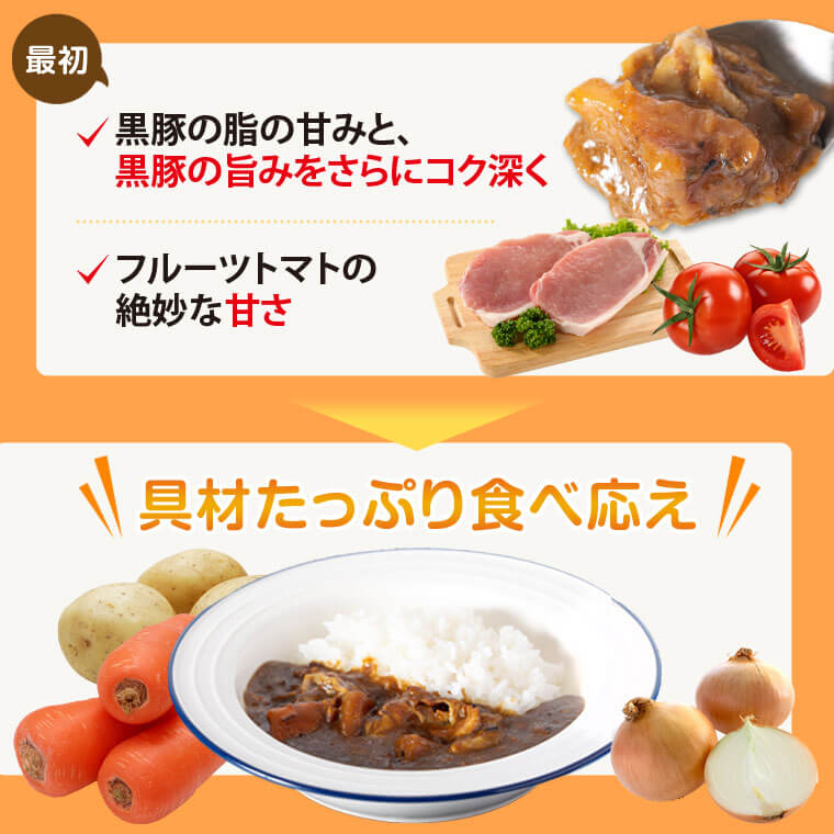 【ふるさと納税】黒豚 スパイシー カレー レトルト 1kg (200g x 5袋) 保存 非常食 トマトカレー 鹿児島 薩摩川内市 エーエフ 送料無料 f462152-satsumasendai-10001087 鹿児島県薩摩川内市 サンプル画像3