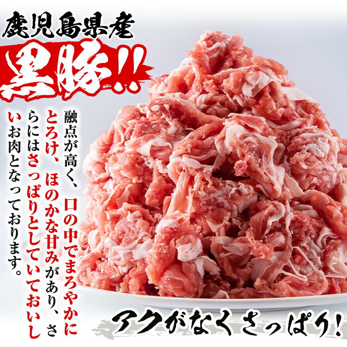 【ふるさと納税】鹿児島県産黒豚肉 切り落とし 合計3kg(500g×6パック)セット 国産 鹿児島県産 小分け 冷凍 豚肉 黒豚 肉 切り落とし【Rana】