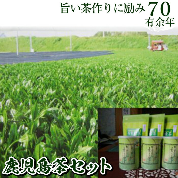 鹿児島茶セット 香りの雫(100g×3・計300g) 粉末緑茶(18g×3・計54g) 鹿児島県産 鹿児島茶 緑茶 日本茶 お茶 茶 茶葉 セット[新穂製茶]