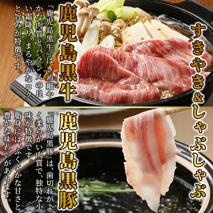 【ふるさと納税】＜D-2901＞5等級：鹿児島黒牛・黒豚スライスセット(計900g)鹿児島黒牛肩ロースと鹿児島黒豚バラ肉のしゃぶしゃぶセット！安心安全の牛肉・豚肉を冷凍でお届け【JA】