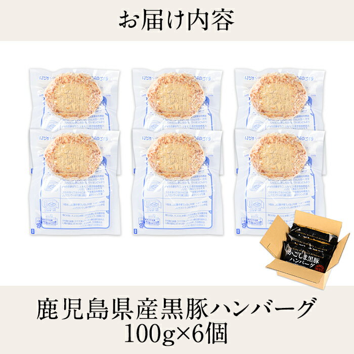【ふるさと納税】鹿児島黒豚ハンバーグ(100g×6個)国産 冷凍ハンバーグ 鹿児島県産 豚肉 黒豚 ハンバーグ レンジ 小分け 黒豚100% 一人暮らし【九面屋】