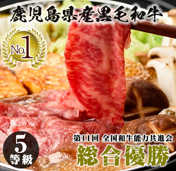 【ふるさと納税】鹿児島黒牛すき焼きセット(5等級)リブロース300g・肩ロース300g(計600g)【JAさつま日置農業協同組合】