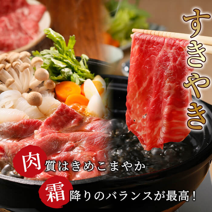 【ふるさと納税】和牛日本一！＜鹿児島黒牛＞赤身すきやき用 計900g！脂肪分の少ないモモ肉と赤身部分とサシの入った柔らかい部分を含むウデはすき焼き・しゃぶしゃぶに最適！赤身の牛肉スライス【そお鹿児島】b5-142