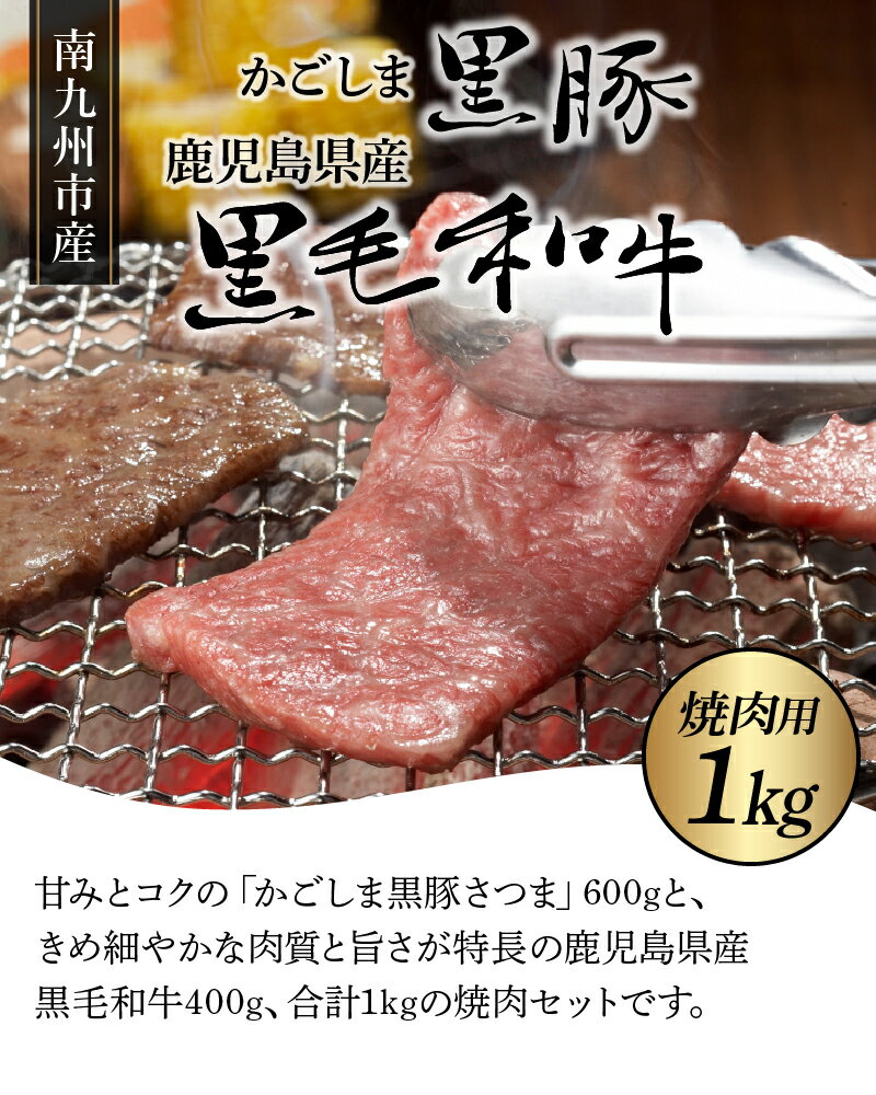 【ふるさと納税】かごしま黒豚と鹿児島県産黒毛和牛焼肉用1kg