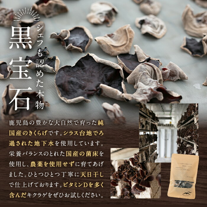 【ふるさと納税】国産乾燥きくらげ計60g(20g×3袋)国産 きのこ キノコ 茸 野菜キクラゲ きくらげ 木耳 乾燥 天日干し 小分け 常温 常温保存 セット 化粧箱 ギフト箱【姶良のアグリM〜】