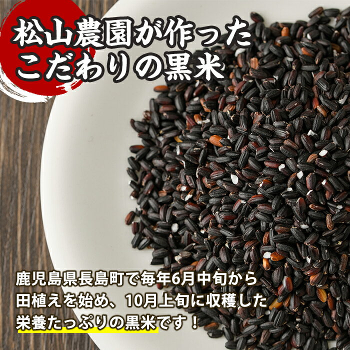 【ふるさと納税】鹿児島県長島町産 黒米(計2kg・500g×4袋) 国産 黒米 おこめ コメ ご飯 雑穀米 くろまい くろごめ こくまい 健康志向 ギフト【松山農園】kuro-925