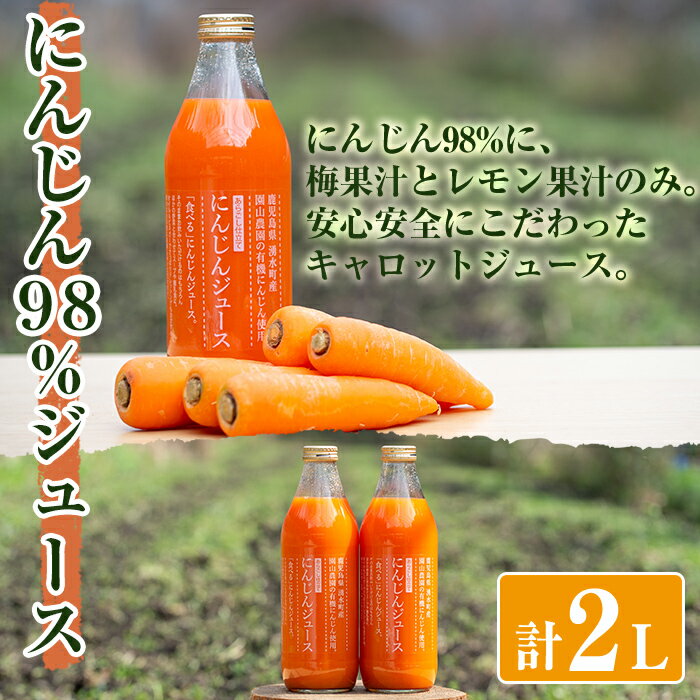 【ふるさと納税】国産！無添加！鹿児島県湧水町産の有機にんじんジュース(1L×2本)有機栽培の人参をスッキリ風味に！お菓子や料理にも♪【そのやま農園】が大人気返礼品になっている理由とは　ふるさと納税　人気　返礼品　ランキング