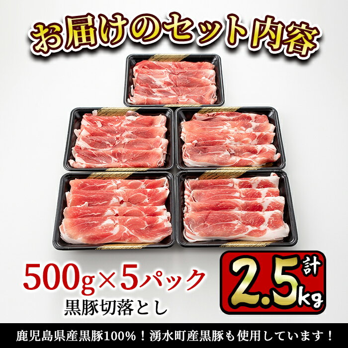 【ふるさと納税】鹿児島県産黒豚切落とし2.5kg(500g×5P)量・味ともに大満足の国産豚肉切り落としセット！様々なお料理で大活躍【財宝】