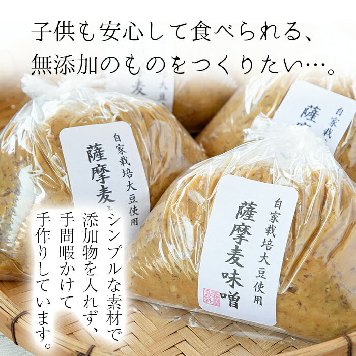 【ふるさと納税】手作り麦味噌(計5kg・1kg×5袋) 国産 九州産 味噌 麦みそ むぎみそ 無添加 調味料 麹 こうじ 味噌汁 みそ汁 調味料【ほかむら】