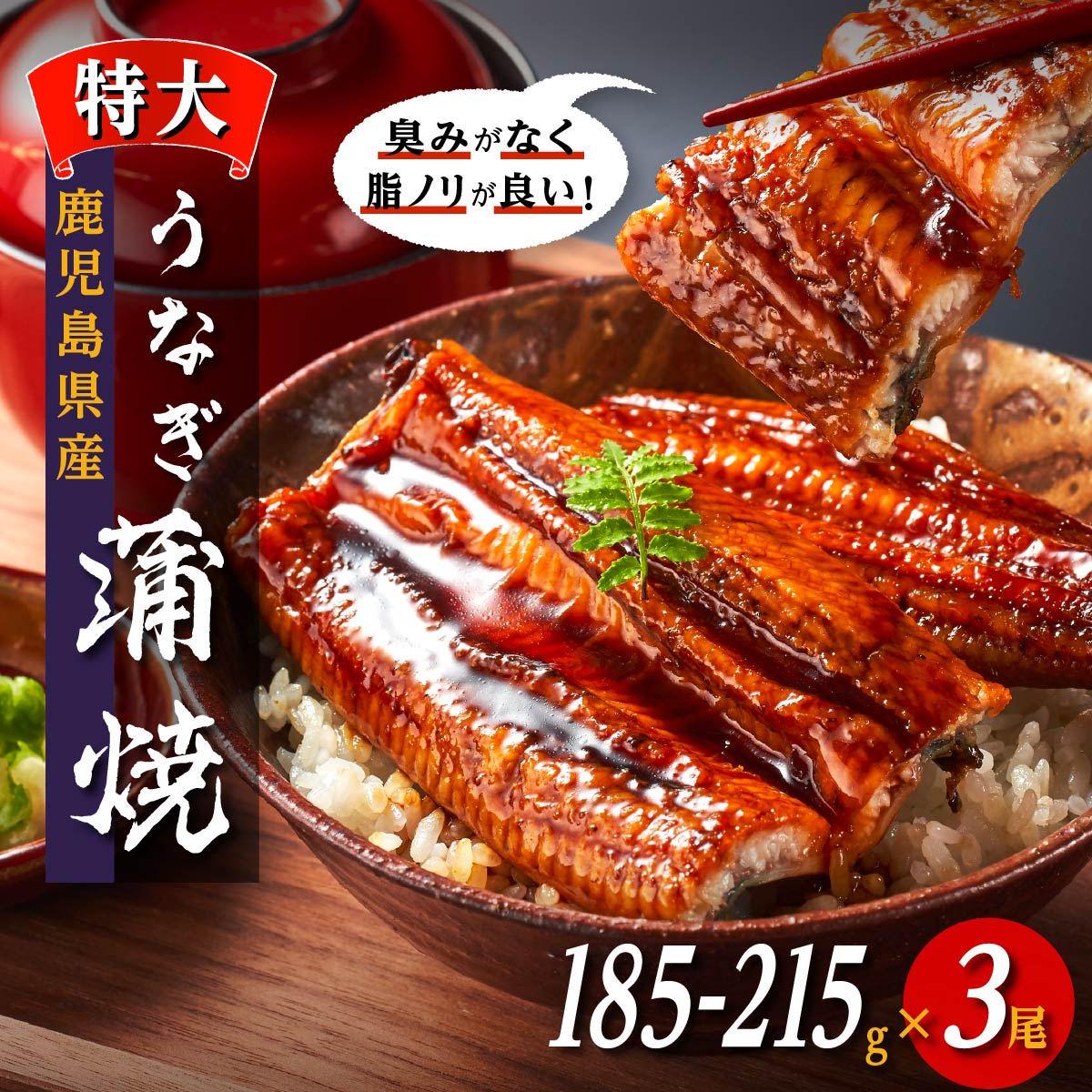 【 数量限定 】鹿児島産 うなぎ 3尾 【 1尾 185g 以上の 特大サイズ ！】 鰻 蒲焼 地下水で育てた絶品うなぎ|鹿児島 大崎町 鹿児島県大崎町 ウナギ 国産 国産うなぎ うなぎ蒲焼 鰻蒲焼 蒲焼き 九州 鹿児島鰻
