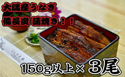 【創業50年・職人による備長炭焼き】大隅産うなぎ150g以上×3尾!!