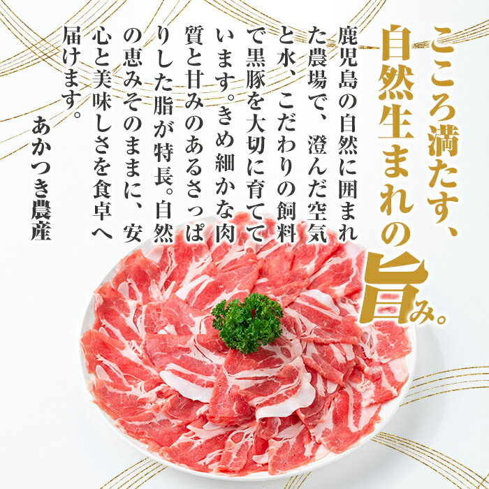 【ふるさと納税】鹿児島県産極上黒豚厳選(約1.2kg) 鹿児島 黒豚 豚肉 ポーク 肩ロース ロース バラ バラエティ セット 詰め合わせ しゃぶしゃぶ 焼肉 生姜焼き ギフト 贈答 【あかつき産業株式会社】
