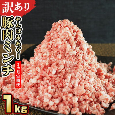 【ふるさと納税】【3ヵ月定期便】【訳あり】あぐー豚肉ミンチ 1kg(500g×2パック) 簡易包装シリーズ【白豚あぐー】 訳アリ 豚 ミンチ 簡易包装 SDGS...