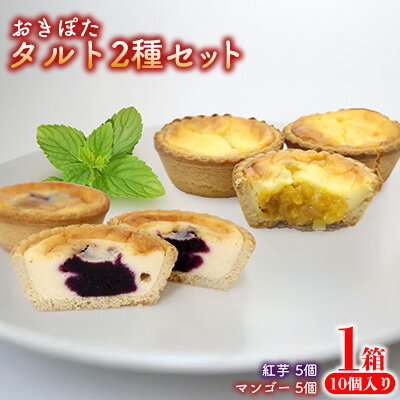 おきぽたタルト2種セット 1箱(10個入り) おきぽた チーズタルト 紅芋タルト マンゴー スイーツ 専門店 OKIPOTA 洋菓子 焼き菓子 果肉 贅沢 高級 人気 おすすめ お土産 ギフト プレゼント 贈り物 沖縄 お取り寄せ