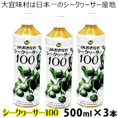 【シークヮーサー100】PETボトル（500ml）3本セット　国産　沖縄県　飲みやすい　話題