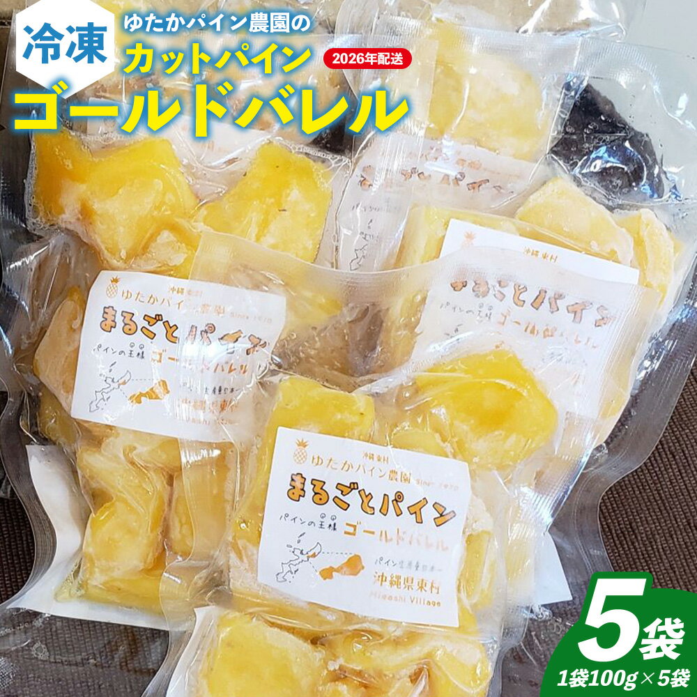 ゆたかパイン農園の冷凍カットパイン ゴールドバレル(1袋100g×5袋セット) 2026年発送 沖縄県産 東村 パイナップル 冷凍 フローズン スムージー デザート 国産フルーツ 天然シャーベット パイン ジューシー 贈り物 おすすめ お土産 人気 やんばる 大自然