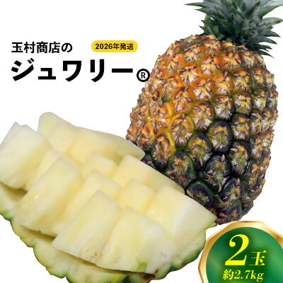 玉村商店のジュワリー 2玉(約2.7kg) 2026年発送 沖縄県産 東村 パイナップル ジューシー 希少 高級フルーツ 南国フルーツ 国産フルーツ 農家直送 パイン 果物 贈り物 おすすめ お土産 人気 やんばる 大自然 南国気分 沖縄本島北部