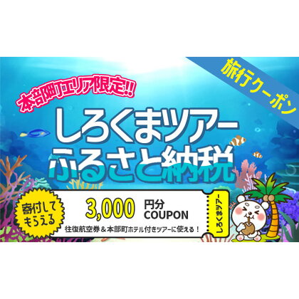 【本部町】しろくまツアーで利用可能なWEB旅行クーポン（3千円分）