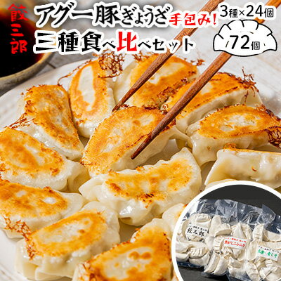 【ふるさと納税】手包み！アグー豚餃子 餃三郎　三種食べ比べセット 各24個　3種72個