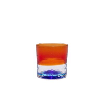 [RYUKYU GLASS WORKS 海風]残波の夕日ロックグラス(青)