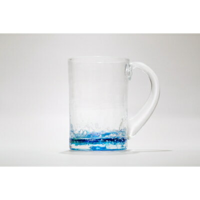 [RYUKYU GLASS WORKS 海風]オキナワオーシャン ジョッキグラス 琉球ガラス 読谷村 沖縄 海の色 碧 蒼 青 ビアジョッキ 中ジョッキ うちなーすぐりむん 清涼感 地場産品 手作り 人気商品 プレゼントに 涼しさ演出 お祝いに オススメ 伝統工芸品