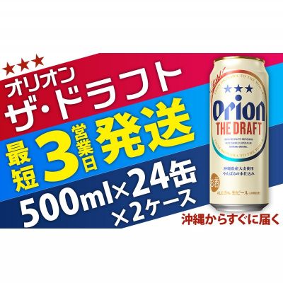 【ふるさと納税】＜オリオンビール＞オリオン ザ・ドラフト　500ml・24缶　2ケース　沖縄　ビール　ドラフト　生ビール　orion　ふるさと納税　訳あり　お酒　缶ビール　地ビール　24本　クラフトビール　父の日　敬老の日　母の日　バーベキュー　家飲み　宅飲み　キャンプ