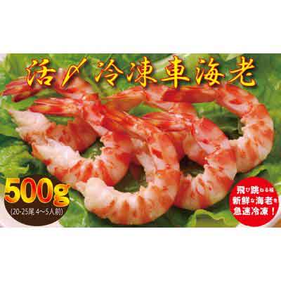 【ふるさと納税】【南西興産】久米島の生産者から直送！活〆冷凍有頭車エビ 500g(20-25尾 4～5人前)のサムネイル