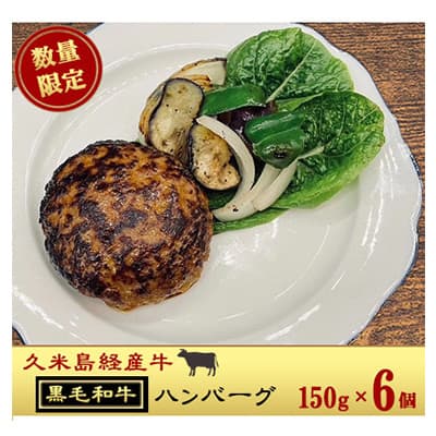 [久米島経産牛]黒毛和牛の肉汁たっぷりジューシーハンバーグ 150g×6個