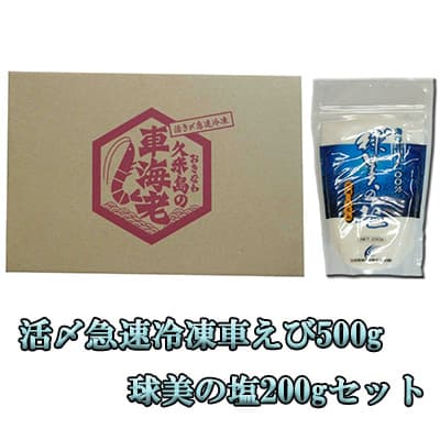 活〆急速冷凍車えび500g・球美の塩200gセット