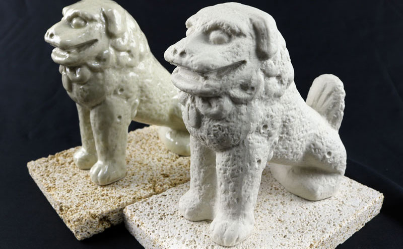 【ふるさと納税】富盛の石彫大獅子【レプリカ】2体セット - シーサー 民芸品 工芸品 沖縄最古 インテリア 置物 手作り ハンドメイド 人気 おすすめ 贈り物 ...