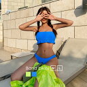 【 夏割 】 水着 レディース リゾート ビキニ バンドゥ フリル シンプル セパレート セット 上下セット かわいい おしゃれ 脚長 美脚 大人 パット入り ...