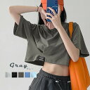 シンプル クロップド Tシャツ SS 春夏 レディース トップス 半袖 Tシャツ 韓国ファッション ショート丈 クロップド丈 お腹見せ 肌見せ スポーティー チビT ミニ ロゴ 無地 シンプル カジュアル